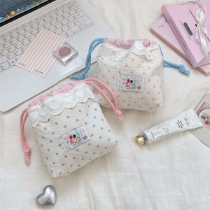 Sacs de rangement à cordon avec dentelle et motifs d'étoiles pour maquillage et voyage