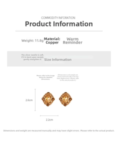 Détails des boucles d'oreilles en cristal ambre avec dimensions et poids de 11,8g