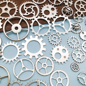 Assorted silver vintage steampunk mechanical gears and clockwork cogs for DIY jewelry making