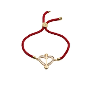 Red braided rope heart and arrow charm bracelet with adjustable string for Valentine gift