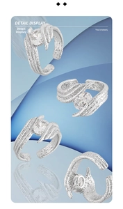 Detailed macro views of S925 silver irregular texture ring with sparkling zircon stone
