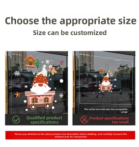 Detail showing Santa Claus train and gingerbread house window decals in custom sizes
