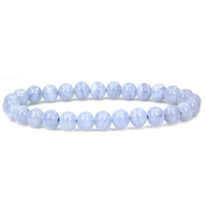 Handmade 6mm blue lace agate natural stone beaded elastic bracelet for women