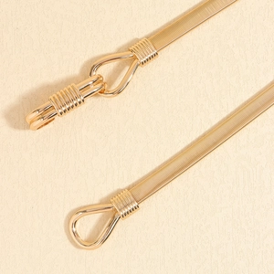 Elegant gold metal elastic waist chain with intricate spring floral hook buckle for dresses