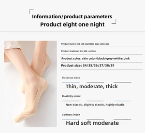 Detail view of thin ice silk invisible socks with silicone non-slip grip in beige