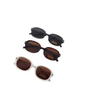 Foldable oval polarized sunglasses in black, tortoise, and cream frames with UV protection
