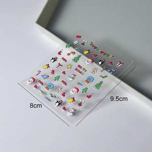 Christmas nail art stickers FEB-567 with Santa and reindeer designs, size 8x9.5cm