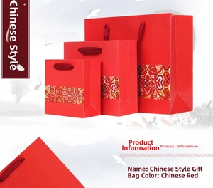 Detailed comparison of Chinese red gift bags in small, medium and large sizes
