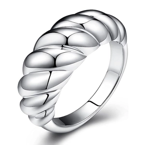 Croissant Ring Copper Twisted Spiral Chunky Dome Polished Retro Elegant Jewelry For Women