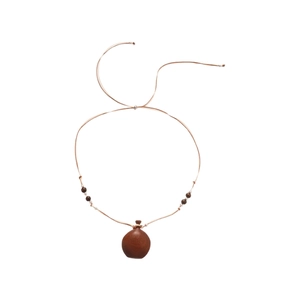 Retro handmade wooden gourd pendant necklace with wax rope and ethnic beads
