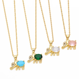 Olifant Hanger Ketting Koper Met Zirconia Dier Charm Vergulde Sieraden Elegant Schattig Accessoire Voor Dames