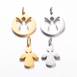 Angel Pendant Charms Stainless Steel Hollow Out Girl Shape For DIY Jewelry Making Necklaces Bracelets Elegant Religious