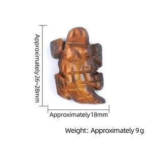 Tiger eye stone turtle carving pendant with size dimensions and 9g weight details