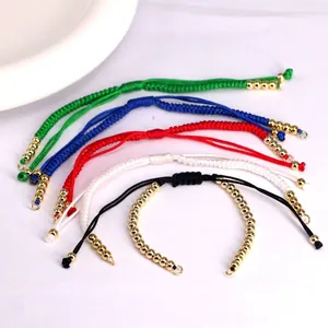 Adjustable Milanese braided rope bracelets in multiple colors with golden beads