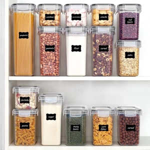 24-piece set of transparent PP food storage containers with grey airtight lids for kitchen