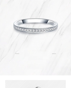Close-up of S925 sterling silver stamp and micro-pave cubic zirconia on the ring