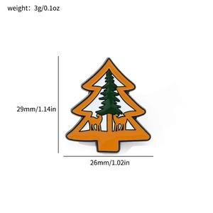Cartoon Christmas tree enamel brooch pin with reindeer design 29x26mm holiday badge