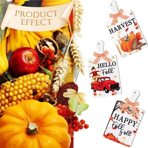 Lot de panneaux de porte d'automne en bois avec citrouilles, camions et épouvantails