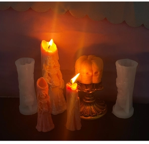 Ghost groom and skeleton silicone molds for Halloween DIY aromatherapy candle making
