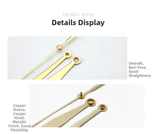 Macro detail of polished gold-finished clock hands set showing smooth and straight craftsmanship