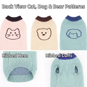 Knitted pet sweater vests with cute animal patterns and ribbed cuffs for small dogs