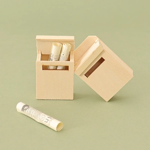 Miniature wooden dollhouse mailbox set with tiny paper rolls for DIY Christmas scenes