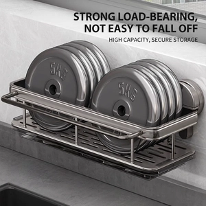 Strong wall-mounted kitchen sink organizer in dark grey metal with high load capacity