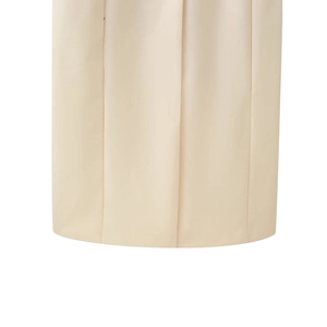 Eleganter beiger Wollmantel mit Lederstruktur und passendem Gürtel für Damen