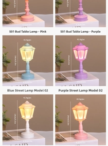 Detailed size chart for mini lily LED lamp showing dimensions 14cm by 6.5cm