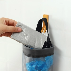 Organizer da parete in rete per sacchetti della spazzatura e conservazione in cucina