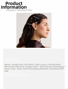 Detail of star and bar hair clip with sparkling rhinestones in gold and silver finish