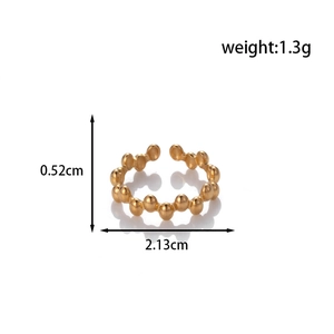 Minimalist golden bead stainless steel open ring with 2.13cm diameter specifications