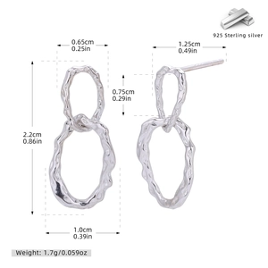 S925 sterling silver double hoop earrings with detailed dimensions and 1.7g weight