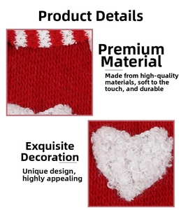 Detailed view of red and white striped knit fabric with soft white heart-shaped applique