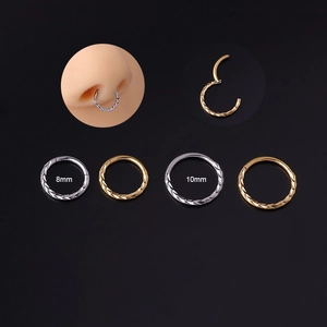 Anello Al Naso A Cerniera In Acciaio Inossidabile Motivo Spiga Testurizzato Septum Clicker Gioielli Piercing Unisex