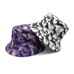 Chapeau Bob Imprimé Cheval De Course Polyester Protection Solaire Pliable Couvre-chef Décontracté Extérieur Homme Femme