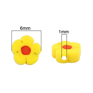6mm yellow plum blossom glass beads with red core and 1mm hole for DIY jewelry