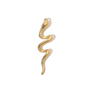 Close-up of polished 14k gold plated snake pendant with a smooth metallic finish for jewelry