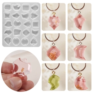 Onregelmatige Edelsteen Siliconen Mal Epoxyhars DIY Sieraden Hanger Ketting Gereedschap Meerdere Geometrische Vormen