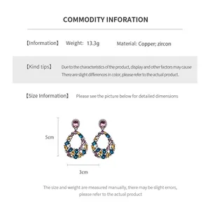 Detailed size chart for vintage copper drop earrings with 5cm height and 3cm width