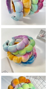 Macro detail of plush velvet gradient puffy headband showing the spiral bubble texture