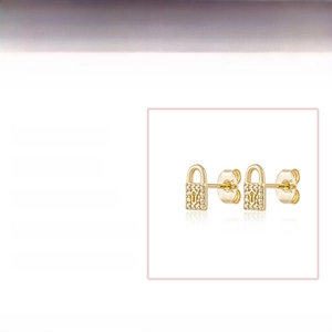 Luxe lock stud earrings with sparkling cubic zirconia in gold and silver finish