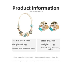 Spécifications détaillées de taille pour l'ensemble collier et boucles étoile de mer