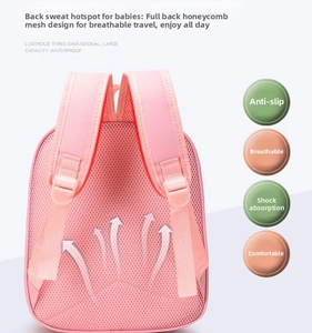 Detail of ergonomic breathable honeycomb mesh back and S-shaped straps on kids backpack