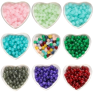 Imitation Jade Round Glass Loose Beads For DIY Jewelry Making Smooth Surface Multi Color Craft Accessories