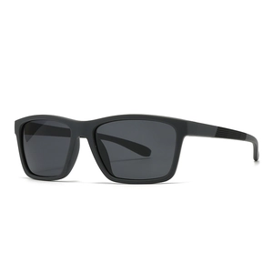 Classic black polarized sunglasses for men with a matte frame and non-slip textured temples