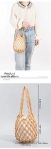 Detail of woven cotton tote bag showing dimensions of 18cm width and 23cm height