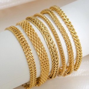 Cuban Link Chain Bracelet Stainless Steel Gold Plated Retro Mesh Band Jewelry For Men Women Adjustable