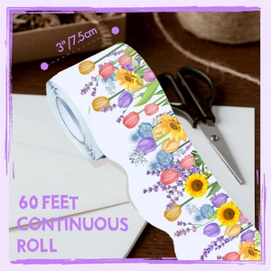 60ft spring tulip flower bulletin board border roll with scalloped edges for classroom decor