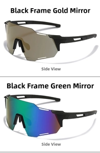 Vue latérale des lunettes de vélo professionnelles avec monture noire et branches aérées
